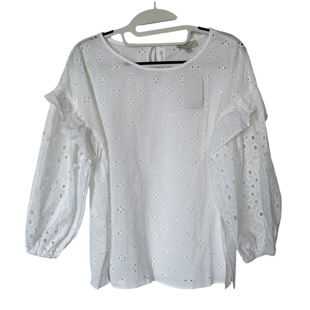 Status by Chenault Women's Mixed Pattern‎ Cotton Eyelet Top Size XS NWT